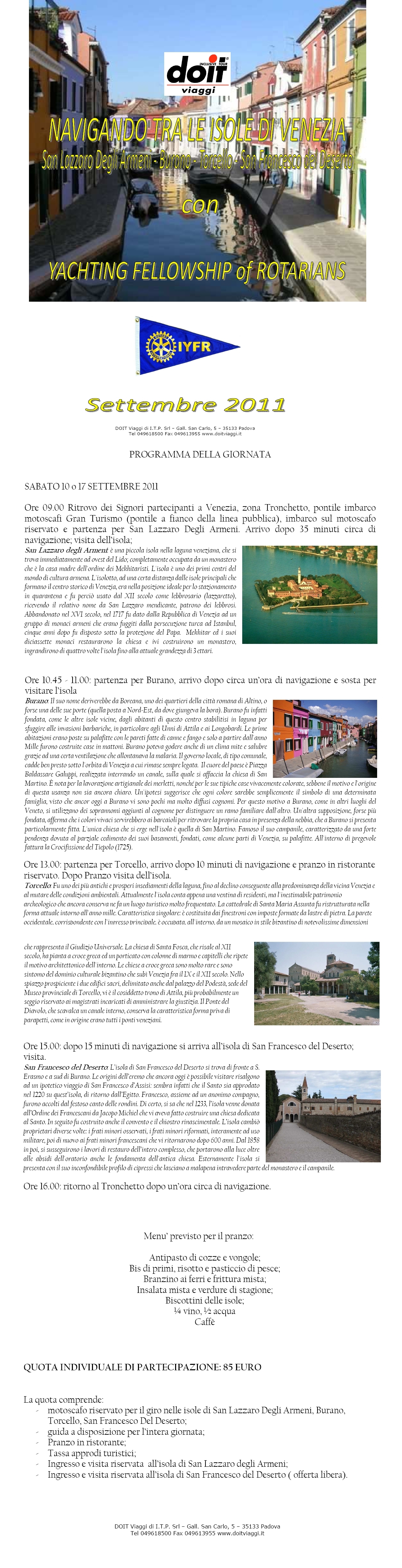 Calendario Eventi Settembre 2011